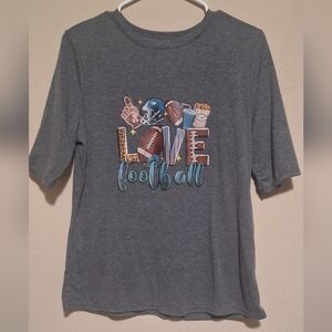 Apt. 9 Gray Love Football Graphic Tee Size M Comfortable Fit
